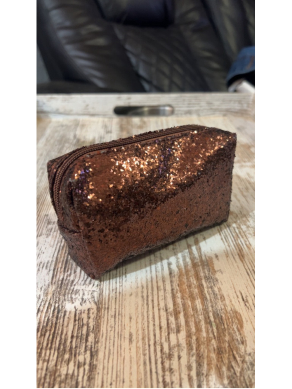 Women's Unbranded Cosmetic Bag One Size Brown Glitter
